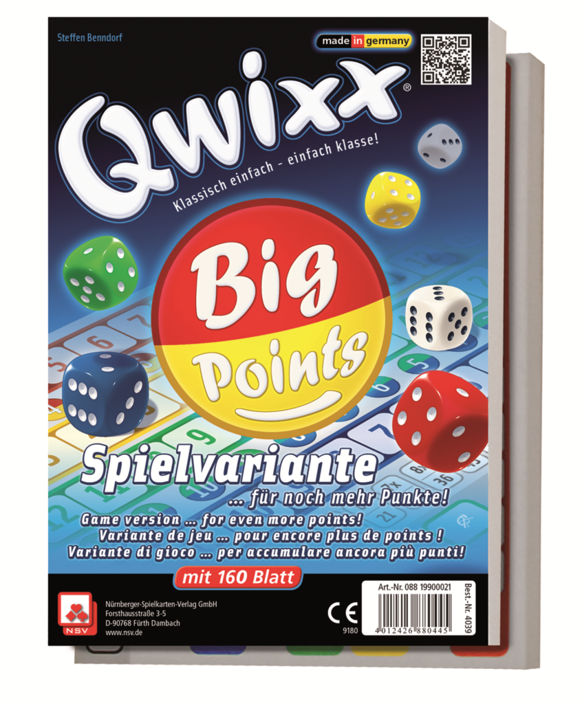 Qwixx – Big Points Zusatzblöcke Ersatzblock NSV - Nürnberger Spielkarten Verlag