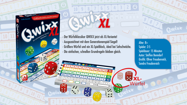 Qwixx XL ab 8 Jahren NSV - Nürnberger Spielkarten Verlag