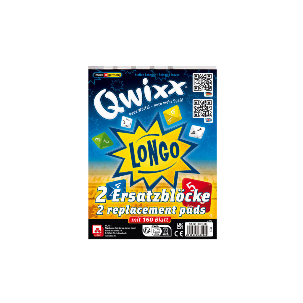Qwixx – Longo Ersatzblöcke Zubehör NSV - Nürnberger Spielkarten Verlag